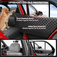 Load image into Gallery viewer, DIAMOOKY Dog Car Seat Cover for Back Seat, Waterproof Back Seat Extender for Dogs w/Door &amp; Headrest Protector, Hard Bottom Pet Bed Hammock Holds 420lbs, for Cars SUVs Small Trucks(Not for 3-row seats)
