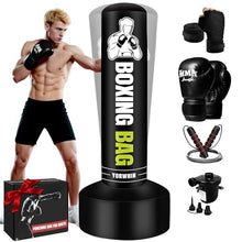 Load image into Gallery viewer, Freestanding Punching Bag for Adults Teens, 70'' Heavy Boxing Bag with Stand with Gloves, Pump and Jump Rope, Women Men Standing Kickboxing Bag for MMA Training Muay Thai Fitness Karate Home Gym
