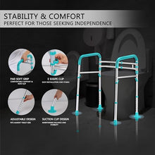 Load image into Gallery viewer, Lianjindun Toilet Safety Rails, Adjustable Toilet Frame for Elderly, Seniors, Handicap &amp; Disabled, Foldable Handicap Toilet Handles Fit Any Toilets（Peacock Blue）
