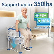 Load image into Gallery viewer, Loyoda Toilet Safety Rails for Seniors,Adjustable Toilet Handles for Elderly and Disabled (350 Lb),Foldable Toilet Rails Fit Most Toilets
