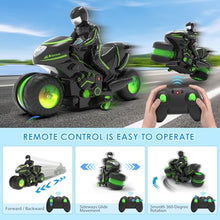 Load image into Gallery viewer, Remote Control Motorcycle for Boys 4-7, 2026 New RC Dirt Bike Toys with RGB Color-Changing Wheels &amp; Exclusive Sideways Glide
