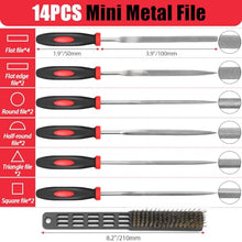 Load image into Gallery viewer, 19Pcs Metal File Set,Files Tool Kit for Woodworking with Needle File,Flat,Round,Half-Round,Triangle Shapes,Brush &amp; Carry Case for Sharpening,Wood and Steel Deburring,Craft
