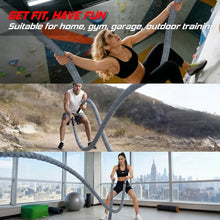 Load image into Gallery viewer, Battle Rope for Home Gym Workout - 1.5 Inch 30ft Heavy Weighted Training Exercise Ropes Fitness Equipment with Sleeve and Anchor Strap Kit for Outdoor Working Out - Gray
