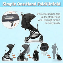 Load image into Gallery viewer, COOL KIDS Portable Stroller with Automatic Fold，Lightweight Umbrella Stroller with Pop Out Sun Canopy，Compact Strollers for Travel(Black)
