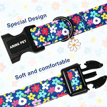 Load image into Gallery viewer, ARING PET Girl Dog Collar, Cute Spring Summer Blue Daisy Floral Pet Collars for Puppy Small Medium Large Female Girly Dogs-M, for Daily Outdoor Walking Training

