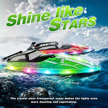 Load image into Gallery viewer, JOI MEW RC Boat with LED Lights for Kids, 2.4Ghz Remote Control Racing Boats for 8-12,Toy Water Boat for Pools &amp; Lakes
