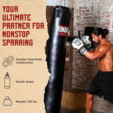 Load image into Gallery viewer, Ringside 100-Pound Muay Thai Heavy Bag, Sturdy Powerhide Punching Bag for Boxing, MMA, Muay Thai, and Kickboxing Training and Workout, Includes Chain and Swivel, Black, 72" H x 13" Dia.
