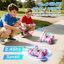Load image into Gallery viewer, Zalneo RC Car Pink 4WD Remote Control Car 360° Flip Double‑Sided LED Light Bar &amp; Quick‑Swap USB‑C
