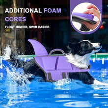 Load image into Gallery viewer, Dogcheer Dog Shark Life Jacket with Extra Foam, High Buoyancy Dog Life Vest with Rescue Handle for Swimming Boating, Reflective Adjustable Puppy Swim Vest for Small Medium Large Dogs, Purple - XS
