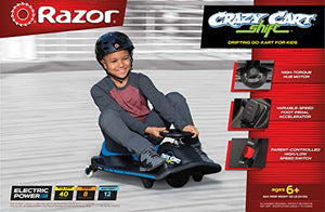 Razor Crazy Cart Shift Electric Go Kart for Kids Ages 6+ - 12V Drifting System, High/Low Speed Switch, Black/Blue