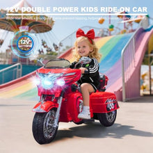 Load image into Gallery viewer, 12V Electric Motorcycle for Kids Ages 3-8, 2 Seats Ride-On Motorbike with 3 Wheels
