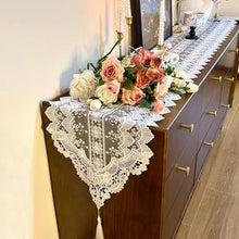 Load image into Gallery viewer, Lace Table Runner Exquisite Embroidery Floral,UWWGKK Table Runners with Tassel Retro French Country Style,for Wedding Decor,Afternoon Tea,Bed Runner,Piano Top Cover,13x82 Inch
