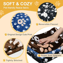 Load image into Gallery viewer, Gowyeg Premium Dog Blankets for Large Dogs &amp; Cat Flannel Blanket Washable, Soft Pet Throw Cover for Kennel Crate Bed, Cute Paw Pattern, 41x31 inch,Blue/Black/Brow
