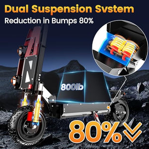Adult Electric Scooter 60V 6000W Dual Motor Fast Folding Scooter with 3-Speed Variable Top Speed 60 mph Range 55 mph Off-Road 11' Tires