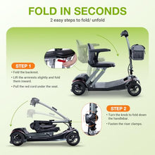 Load image into Gallery viewer, ScootNGo Mobility Scooter for Seniors &amp; Adults Foldable, Airline Approved, 44Lbs Lightweight 4 Wheel Electric Scooter, Portable for Travel, with Removable Battery &amp; USB Port (Standard)

