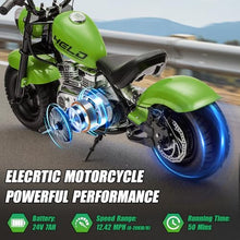 Load image into Gallery viewer, 24V Ride On Off-Road Motorcycle, Kids Electric Dirt Bike with 250W Motor, 3 Speed Up-to 12.4MPH, Green
