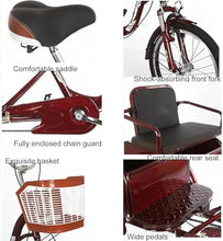 Load image into Gallery viewer, Brown 1,14 inch, Adult Tricycle Old Age Scooter Pedal Tricycle Elderly Pedal Exercise Bike with to Carry People and Goods
