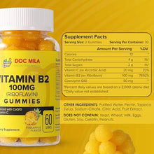 Load image into Gallery viewer, Doc Mila Vitamin B2 100mg Gummies for Adults and Kids - Riboflavin 100 mg Gummy - VIT B2 Supplements
