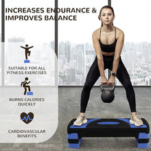 Load image into Gallery viewer, BalanceFrom Aerobic Step Platform Trainer with Adjustable 3-Level Risers, 400 Pound Weight Capacity – Non-Slip Exercise Stepper for Cardio, Strength, and Fitness Workouts at Home or Gym
