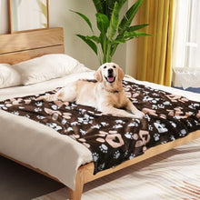 Load image into Gallery viewer, Gowyeg Dog Blanket, Soft Fleece Dog Blankets for Medium Large Dogs, Fluffy Flannel Pet Cat Puppy Blanket Cover for Bed Couch, Cute Paw Print Throw Blanket for Dogs, Brown, 60"X50"
