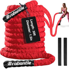 Load image into Gallery viewer, Brobantle Battle Rope 1.5 Inch Diameter,Red 30FT Exercise Workout Ropes for Home Gym Heavy Weighted Training Rope for Working Out

