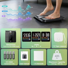 Load image into Gallery viewer, 8 Electrodes Digital Bathroom Scale,with 5.25-inch VA Color Screen on Retractable Handle,485lbs
