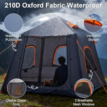 Load image into Gallery viewer, 2-3 Person Inflatable Glamping Tent,Easy Set up with Hand Air Pump, Waterproof Blow Up Tent for Adults, Portable Outdoor for Hiking/Backpacking/Fishing,Grey
