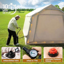 Load image into Gallery viewer, ABORON 12-14 Person Inflatable Camping Tent, 2-Room Glamping Tent with Pump
