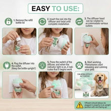 Load image into Gallery viewer, Dog Calming Diffuser Plug-in with Gentle Night Glow, 3 Refills Kit for Behavioral Support, Stress Soothing Aid for Pets During Travel, Thunder, Vet Visits, Fireworks, Safe Formula, 90 Days Supply
