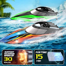 Load image into Gallery viewer, BEZGAR Remote Control Boat, 2 Pack12 inch RC Boat with Case– Auto-Flip, 30 KPH Fast Speed, 8-Shaped Mode &amp; LED Lights

