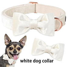 Load image into Gallery viewer, ARING PET Bowtie Dog Collar-Velvet Dog Collars with Detachable Bowtie, White Wedding Soft Dog Collar,Small.
