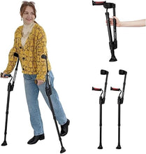 Load image into Gallery viewer, Famica FlexiCrutch for Adult (x2 Unit, Open Cuff) - Red Dot Design Award Winner, Adjustable Ergonomic Handles, Cuff, Height, Foldable, Lightweight and Non-Slip Forearm Crutches

