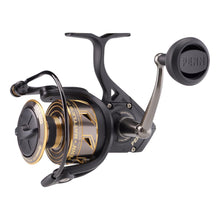 Load image into Gallery viewer, PENN Battle III Spinning Inshore/Nearshore Fishing Reel, HT-100 Front Drag, max of 25lb | 11.3kg, Made with Sturdy All-Aluminum Composition for Durability, 6000, Black Gold
