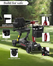 Load image into Gallery viewer, Ecomobi Light Weight Mobility Scooter for Seniors &amp; Adults, 12–30 Mile Range, Foldable Airline Approved Portable 4 Wheel Motorized Scooter with Removable Lithium Battery, 300 lb Capacity, Ultra Red
