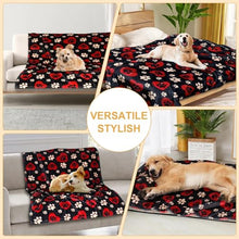 Load image into Gallery viewer, Gowyeg Dog Blankets for Large Dogs, 50"x40" Blanket Washable, Fuzzy Soft Pet Mat Throw Cover for Kennel Crate Bed, Cute Paw Pattern, Cat Blanket, Gifts Medium Small Pet Essentials, Black Red
