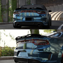 Load image into Gallery viewer, STSEV01 Rear Wickerbill Spoiler Wing Fit for Dodge Charger SE/SXT/SRT/GT/RT/Daytona/Scat Pack 2011-2023, Glossy Black Hellcat Style Spoiler + Smoked Wicker Bill Exterior Accessories
