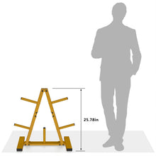 Load image into Gallery viewer, Weight Plate Rack, Weight Tree,  1-Inch Home Gym Storage Stand, Holds 300 lbs-Golden
