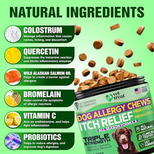 Load image into Gallery viewer, VET TREAT Dog Allergy Relief Chews - 120 Dog Allergy Chews - Itch Relief for Dogs - Anti Itch for Dogs - Dry &amp; Itchy Skin - Allergies &amp; Immune Support Supplement, Omega 3 Fish Oil, Probiotics - USA
