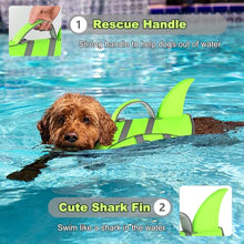 Load image into Gallery viewer, Dogcheer Dog Shark Life Jacket with Handle, Reflective High Buoyancy Swim Jacket for Small, Medium &amp; Large Dogs, Perfect for Swimming, Boating, Paddleboarding, Surfing - Green,L
