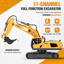 Load image into Gallery viewer, KIDMARKT Remote Control Excavator Toy for Boys | 11-Channel Metal Construction Truck with Lights
