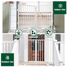 Load image into Gallery viewer, Snagle Paw Full Metal Freestanding Dog Gate,Indoor Pet Gate with Floor Protect Support Feet, 40x32 Inches Foldable Dog Fence for Stairs, Hallways and Doorways (32'' H 2 Panel, White
