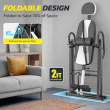Load image into Gallery viewer, YOLEO Gravity Heavy Duty Inversion Table with Headrest &amp; Adjustable Protective Belt Back Stretcher Machine for Pain Relief Therapy (White)
