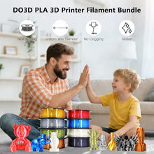 Load image into Gallery viewer, DO3D 1.75mm Silk PLA 3D Printer Filament Bundle, 8 Silk Shiny Colors: Gold/Silver/Copper/Bronze/Black/White/Red/Blue, Each Spool 250g, 8 Spools, Total 2Kg 3D Printing Material, 250g x 8 Spools
