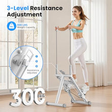 Load image into Gallery viewer, Stair Stepper for Home,Vertical Climber Step Machine with Stable Triangular Frame, 3-Level Resistance &amp; Pedal Adjustment,LCD Monitor, Device Holder, Detachable Handrail, 300 LBS White
