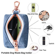Load image into Gallery viewer, ARING PET Velvet Dog Waste Bag Dispenser, Cute Blue Doggy Poop Bags Holders Attach to Any Leashes, Portable Washable Pet Waste Pouch Dispenser with Metal Zipper
