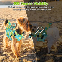 Load image into Gallery viewer, Dogcheer Dog Shark Swim Vest, Adjustable Reflective Life Jacket with Handle, High Buoyancy Pet Float Vest for Pool, Lake, Beach, Kayaking, Boating Adventures - Colorful Green,L
