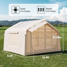 Load image into Gallery viewer, Inflatable Camping Tents with Canopy, Blow Up Tent for Camping Adults 4-6 People, Inflatable Hot Tent with Stove Jack &amp; AC Ports, Glamping Tents for Outdoors, Easy Setup with Air Pump
