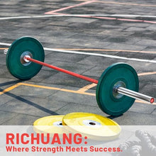 Load image into Gallery viewer, RICHUANG 7ft Olympic Barbell, Weightlifting Barbell 28mm 45lb - (Silver-Red-500LBS)
