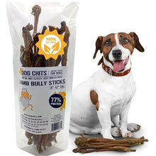Load image into Gallery viewer, Dog Chits Bully Sticks for Dogs &amp; Puppies – 100% Lamb Pizzle, High Protein, Low Fat Dog Chews, Baked, Long Lasting, Crafted, Packaged &amp; Tested in USA – 8 oz (8–12 Inch Pieces)
