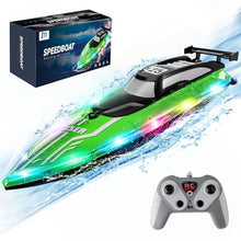Load image into Gallery viewer, JOI MEW RC Boat with LED Lights for Kids, 2.4Ghz Remote Control Racing Boats for 8-12,Toy Water Boat for Pools &amp; Lakes
